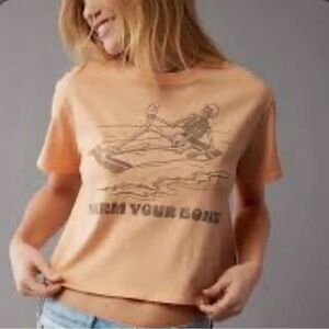 American Eagle Graphic Tee with Skeleton Design